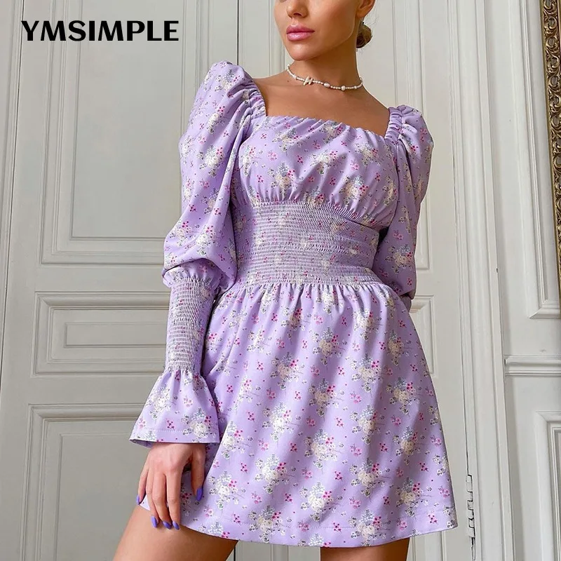 

Женское пляжное мини-платье с квадратным вырезом, открытой спиной и цветочным принтом