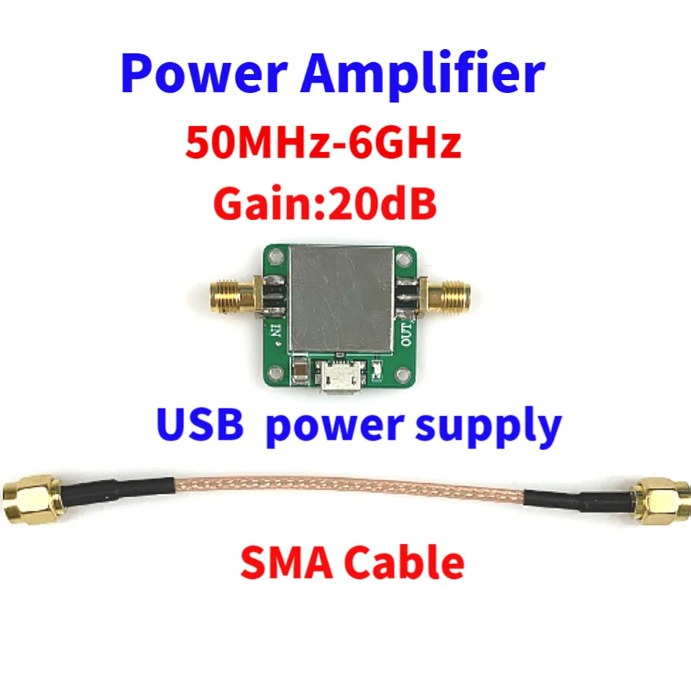 

50M-6GHz Low Noise RF Amplifier Board Ultra Wideband Gain 20dB Micro USB Power Supply For FM Radio Remote Control Receivers