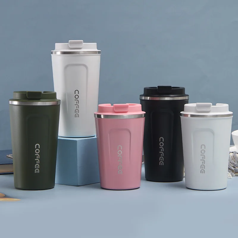 

380ml 500ml Custom Logo Coffee Bottle Mug Double Vacuum stainless steel coffee cup water cups vacuum cup portable business gift