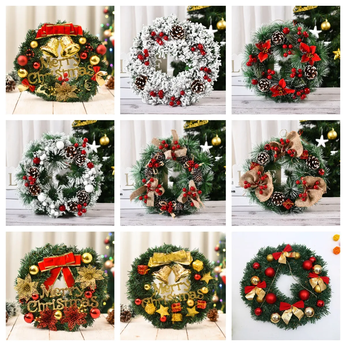 

Рождественский венок из сосновой иглы, украшение для праздника, украшение из ротанга, снега, венок, украшение для сцены