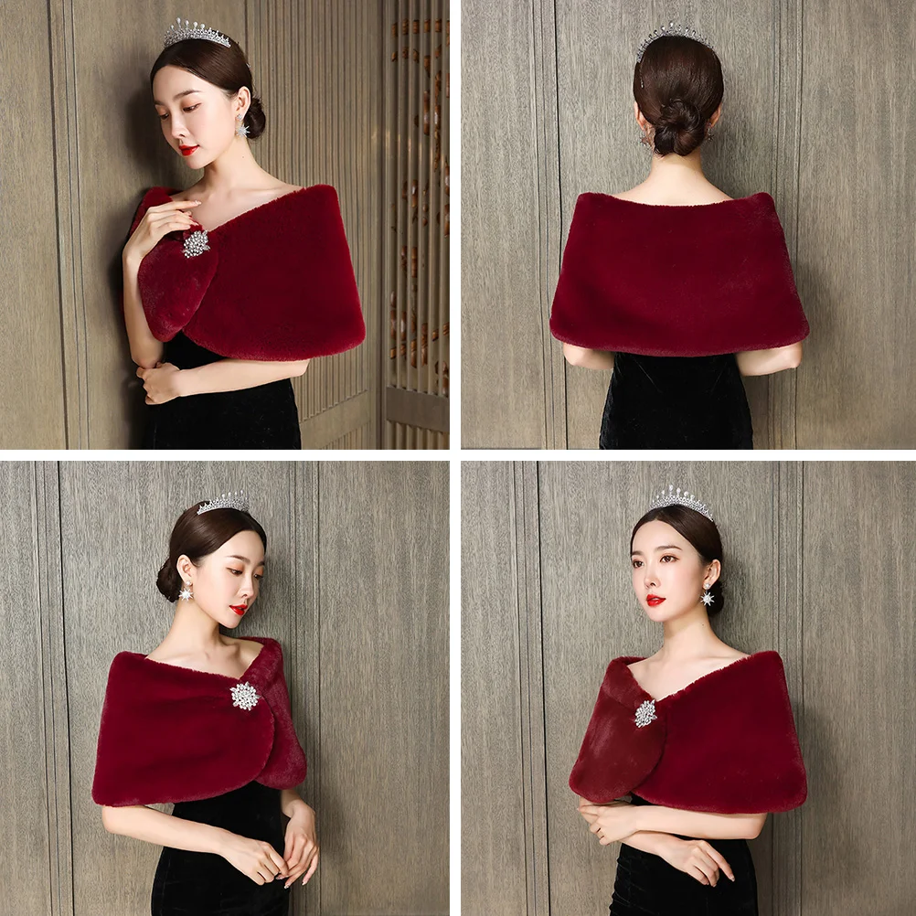 Меховой палантин свадебная теплая шаль для женщин шарф невесты мисс болеро