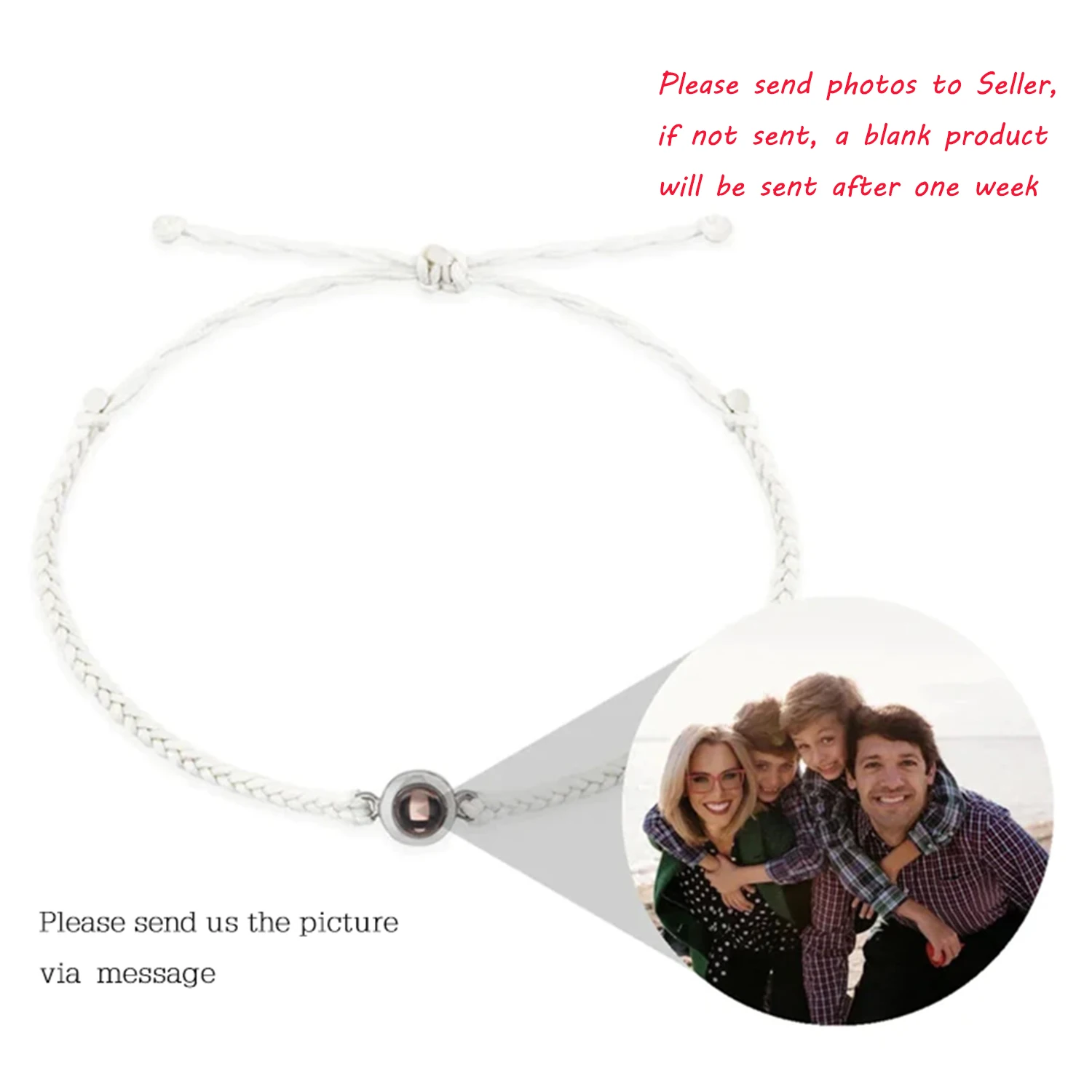 Personalized Circle Photo Bracelet Projection Bracelets Custom Family Gift With Couple Memorial Jewelry Birthday Valentine's Day