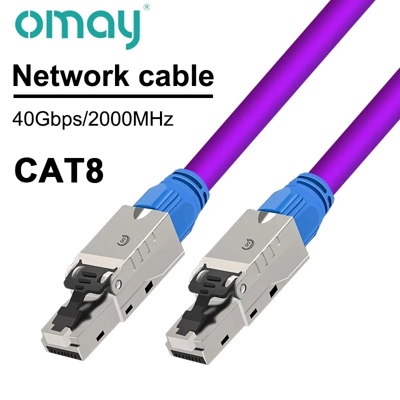 OMAY Cat8 Ethernet Patch Cable S/FTP Screened Solid Cable 22AWG  2000Mhz (2Ghz) up to 40Gbps , Future 5th-Gen Ethernet LAN