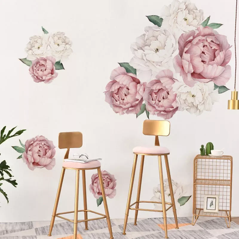 

Rose Flowers Print Wallpaper Stickers Art Nursery Decals For Kids Living Room Interior Decoration Decals Wall Sticker