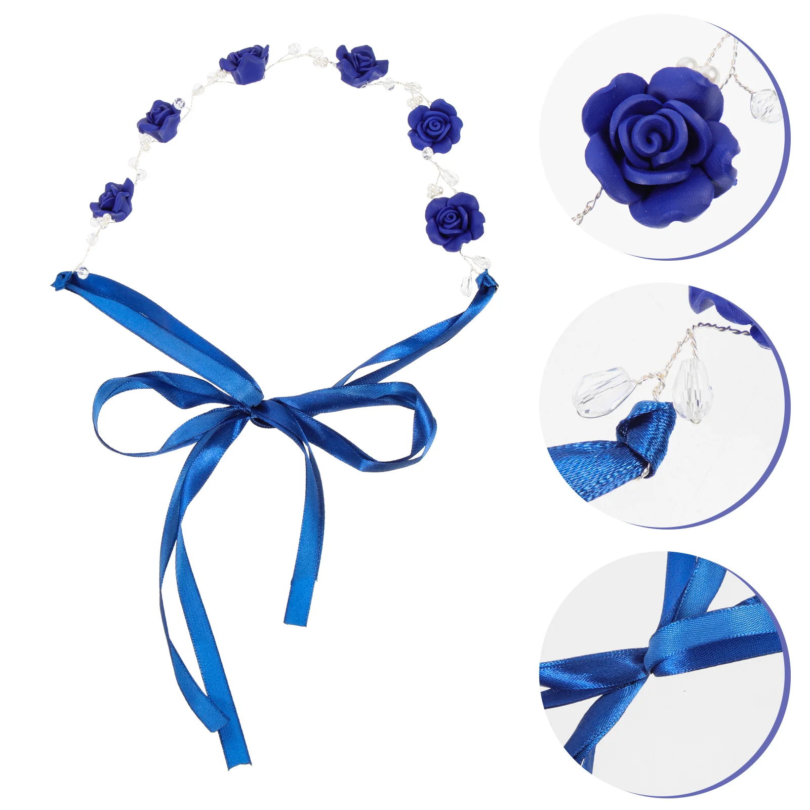 

Headband Hair Flower Bridal Wedding Headpiece Blue Navy Floralwreath Band Headpieces Garland Bride Girl Decor Hairband