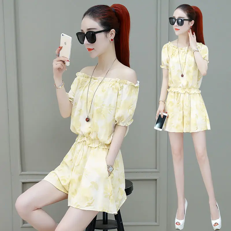 

Short Sleeve Top + Shorts Suits Two Piece Sets Womens Outfits Pants Set Femme 2023 Summer Clothes for Women E57