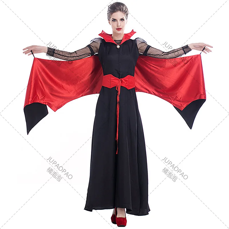 

Новый костюм вампира на Хэллоуин, платье для выступлений, женская индивидуальность, странный дьявол, ролевая игра, косплей, одежда летучая мышь
