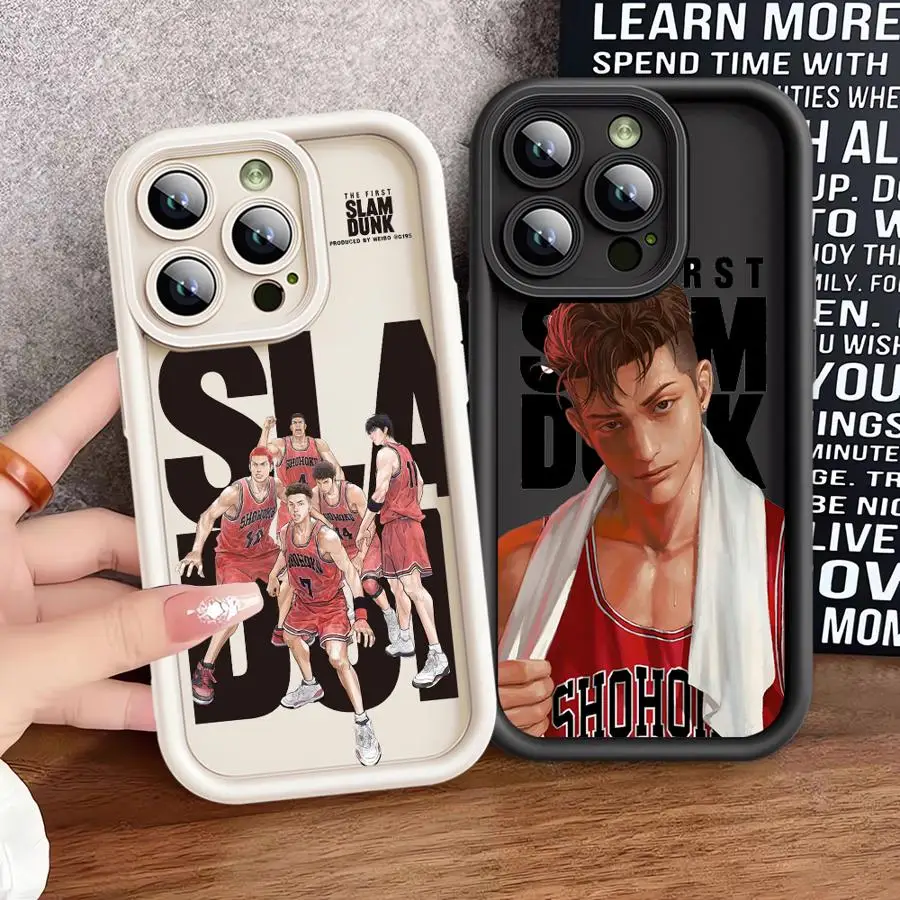 Slams Dunk-k Phone Case for iPhone 16 15ProMax 13 Mini 12Pro 11 Pro 14Plus 13ProMax Soft Cover Luxury