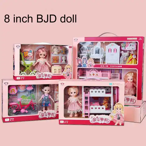 Модная шарнирная кукла 16 см, роскошный комплект, 13 шарнирных подвижных кукол, 8 дюймов, силиконовая кукла-младенец, набор игрушек для девочек...