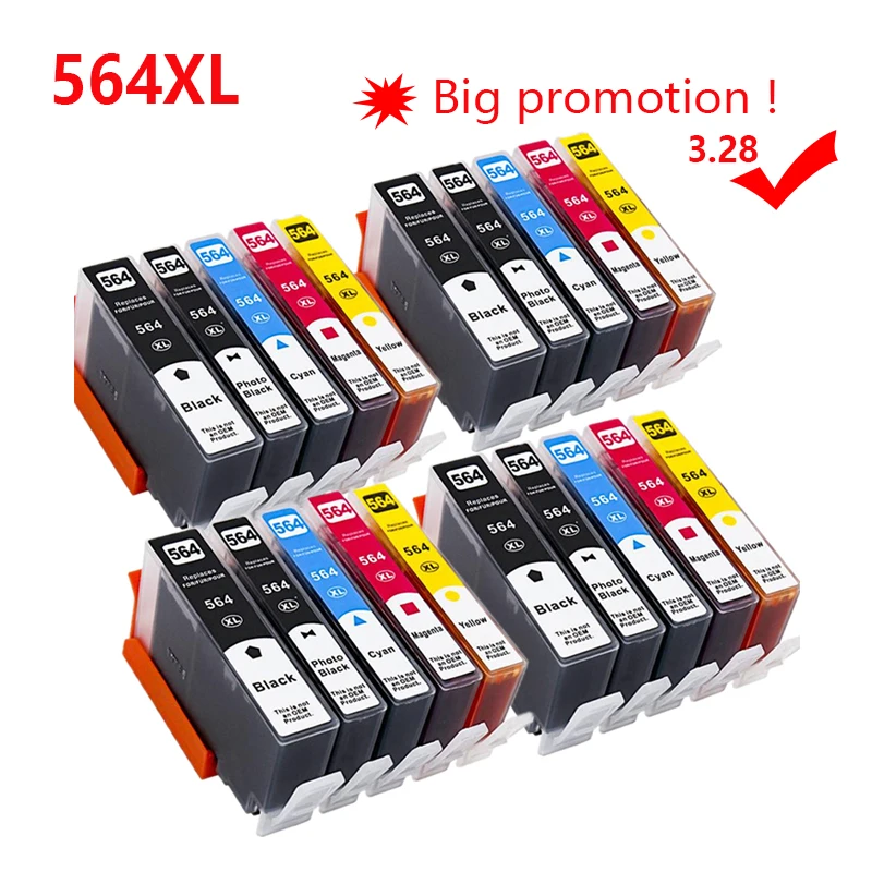 

HTL 564XL Ink Cartridge for hp 564xl 564 compatible for HP Photosmart B8550 C6324 C310a C410 6510 D5460 7510 B209a 4610 3070A