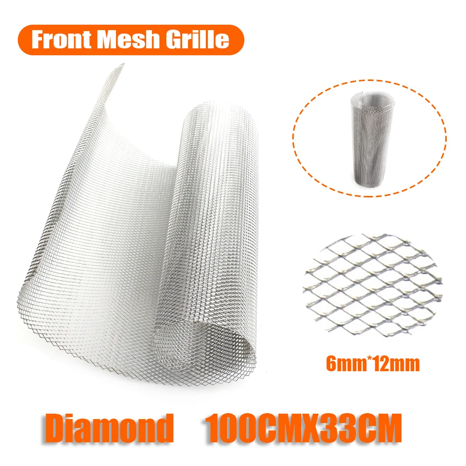 

100x33cm Car Aluminum Front Bumper Mesh Sheet Diamond Shape Vehicle Body Modified Grille Tool Exterior Protective Tools