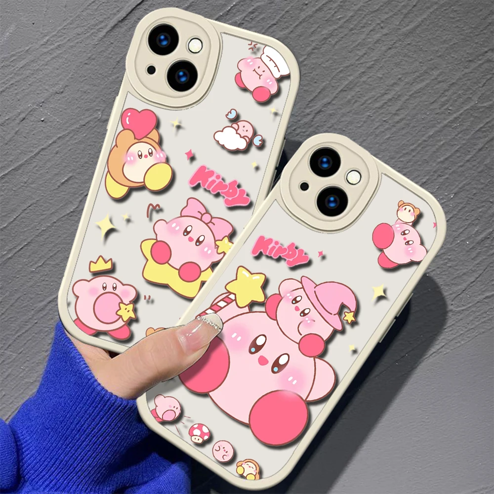 Мягкий силиконовый чехол с рисунком Кирби для iPhone 15 Plus 14 13 12 11 X XS XR Pro Max Mini 8 7