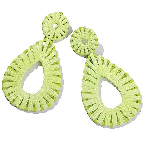 Серьги в стиле бохо из рафии эффектные богемные серьги форме капли для женщин