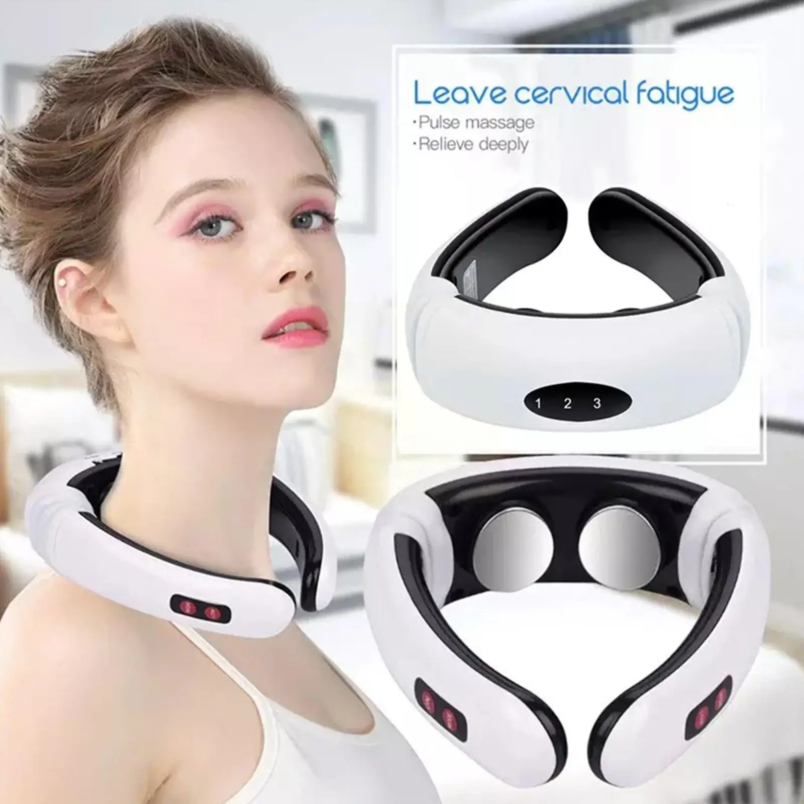 

EMS Pulse Electric Neck Lymphvity Massager Heating Relief Neck Massager Acupoints Portable Neck Massager Lymphatic Back Mas J1J0