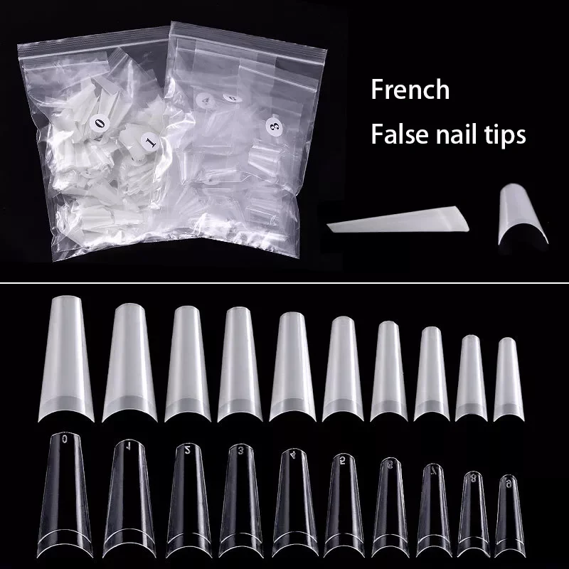 

2022NEW False Nail Art Tips French Natural Transparent Coffin False Nails Tips Acrylic UV Gel Nail Polish Manicure