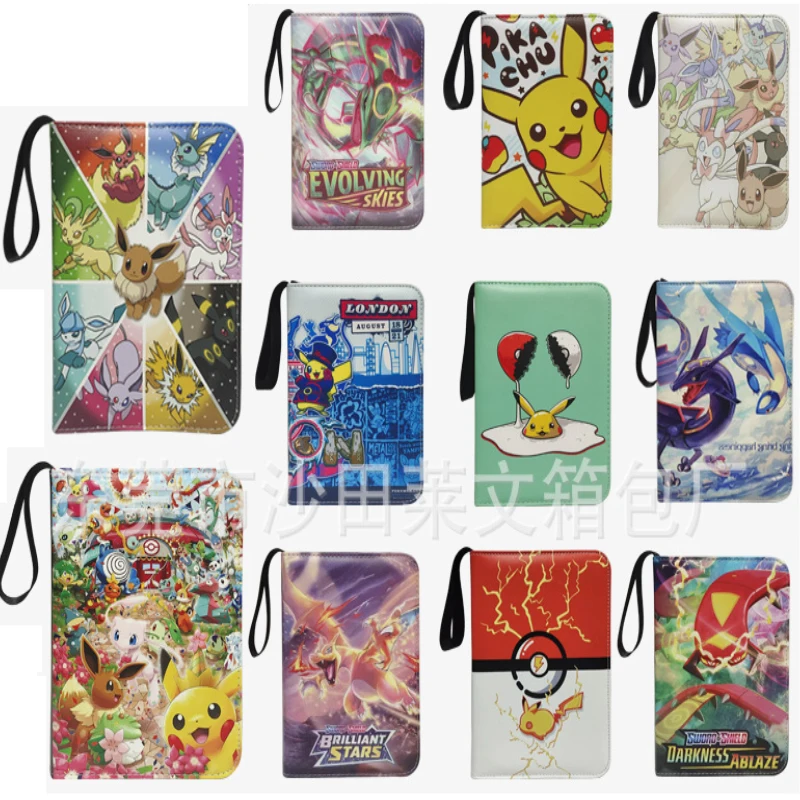 

Pokemon Cards Anime Figure Pikachu Mewtwo Charizard Eevee PU Leather Battle Collection Card Book Children's Toy Birthday Gifts