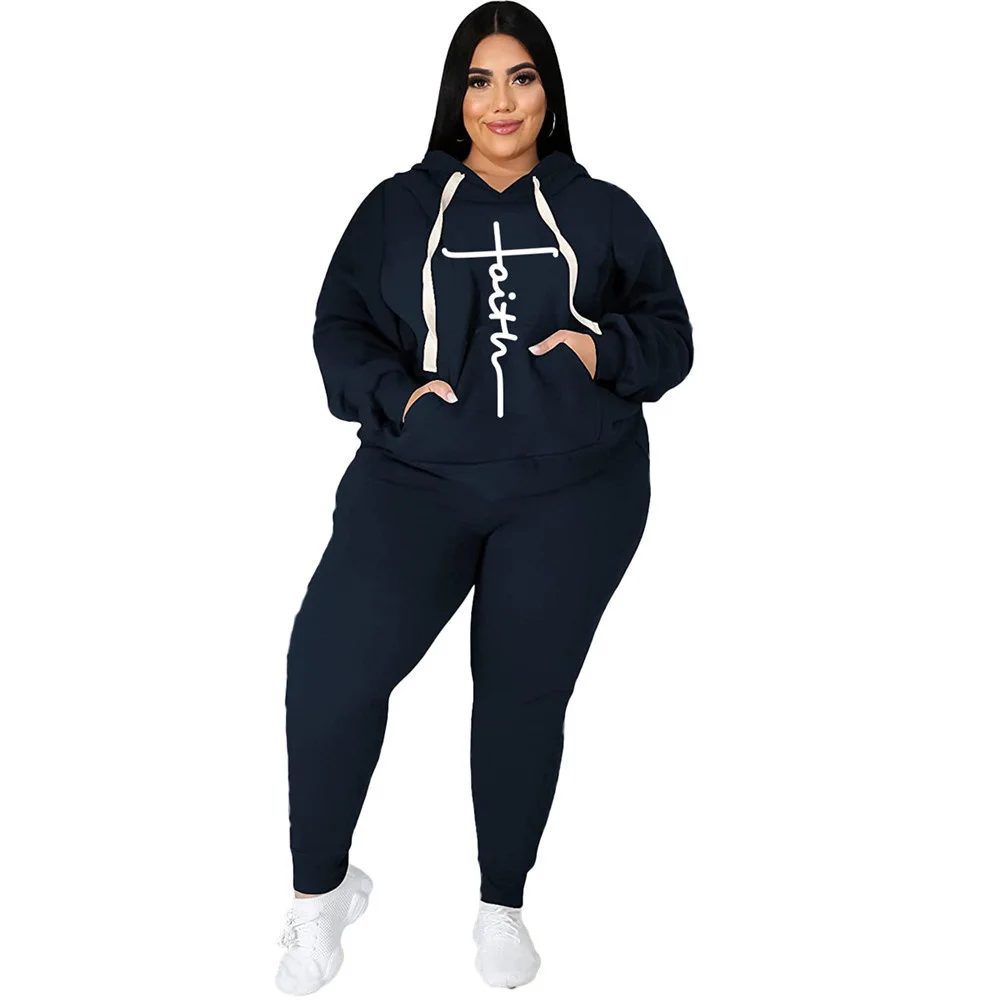 Plus Size Winter Clothes Women 2021 Tracksuit Two Piece Set Hoodie Sweatsuit Sweatshirts Sweatpants Sets Whol 3xl 4xl 5xl 6xl