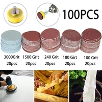 100pcs set 1 inch 25mm sanding discs pad kit for drill grinder rotary tools with backer plate includes 100 3000 grit sandpapers