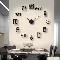 2022 new 3d roman numeral acrylic mirror wall clock sticker fashion diy quartz clocks watch home decoration living room stickers