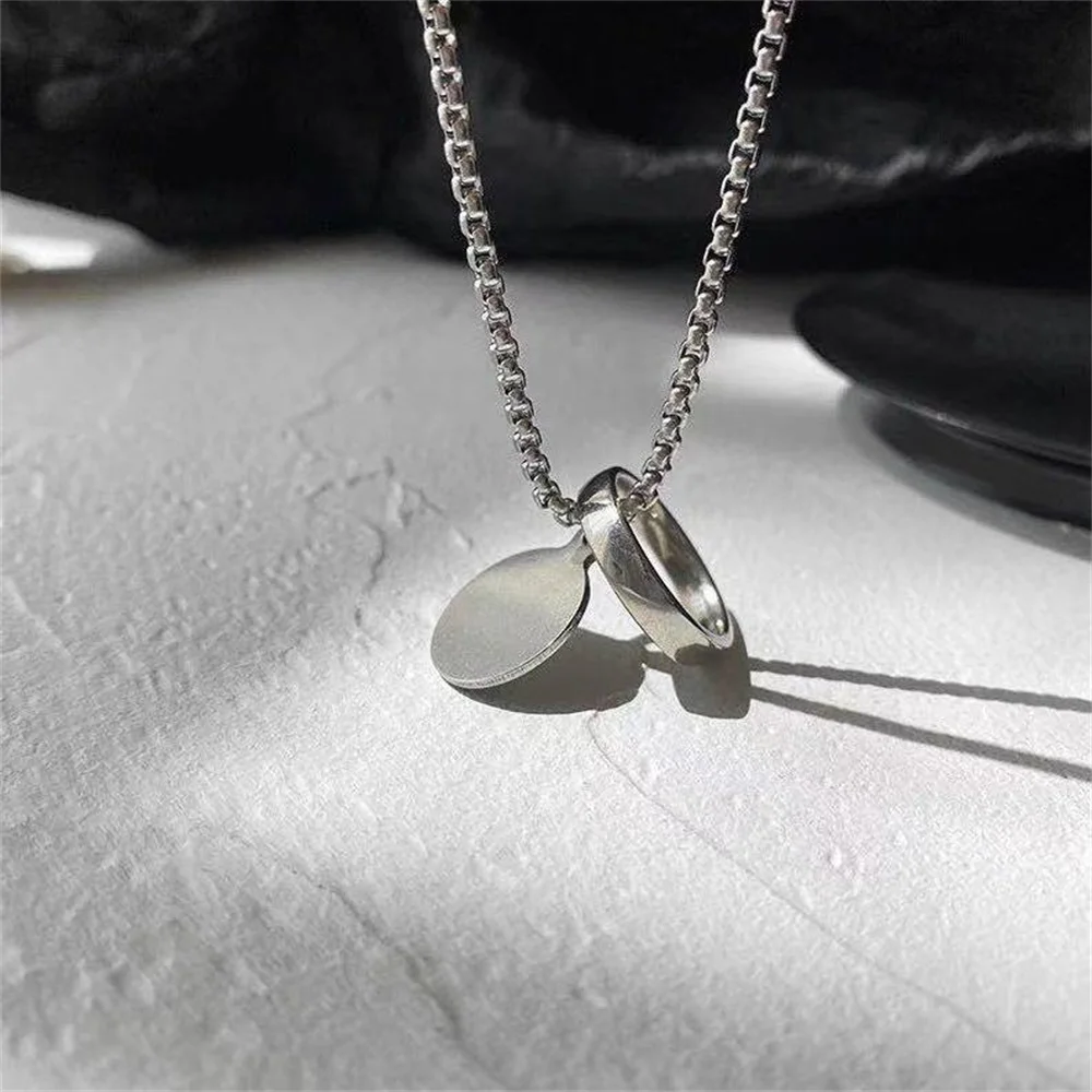 

Ring necklace ins fashion titanium steel hip hop pendant round brand ring sweater chain couple jewelry bodyguard chain