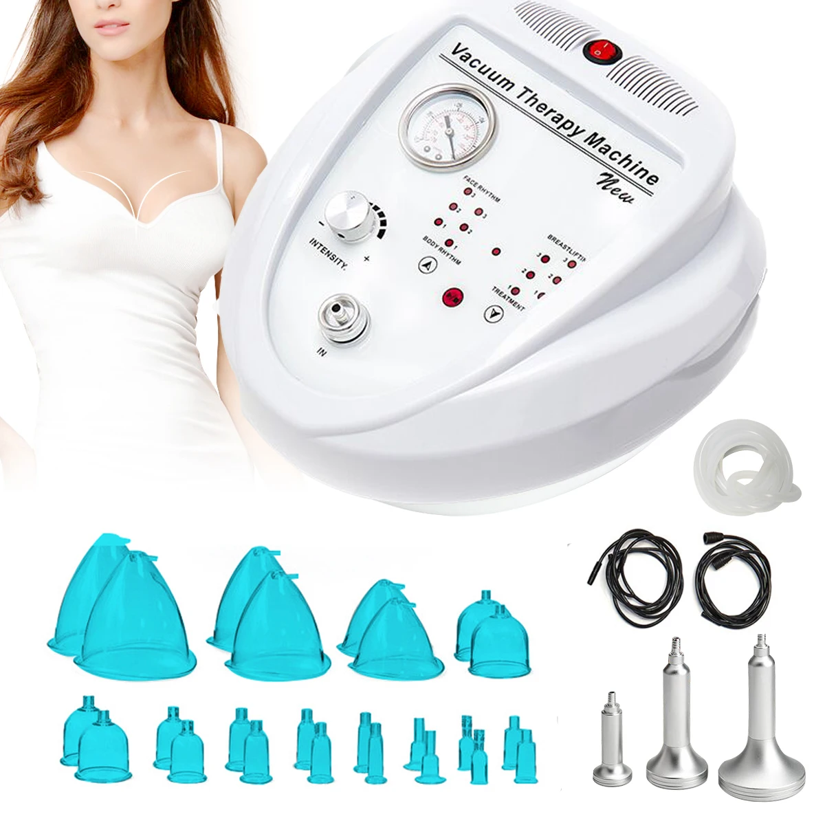 New 24 Blue Cups Vacuum Massage BBL Suction Cup Device Buttock Colombien Lifting Vacuum Therapy Breast Enlargement Machine