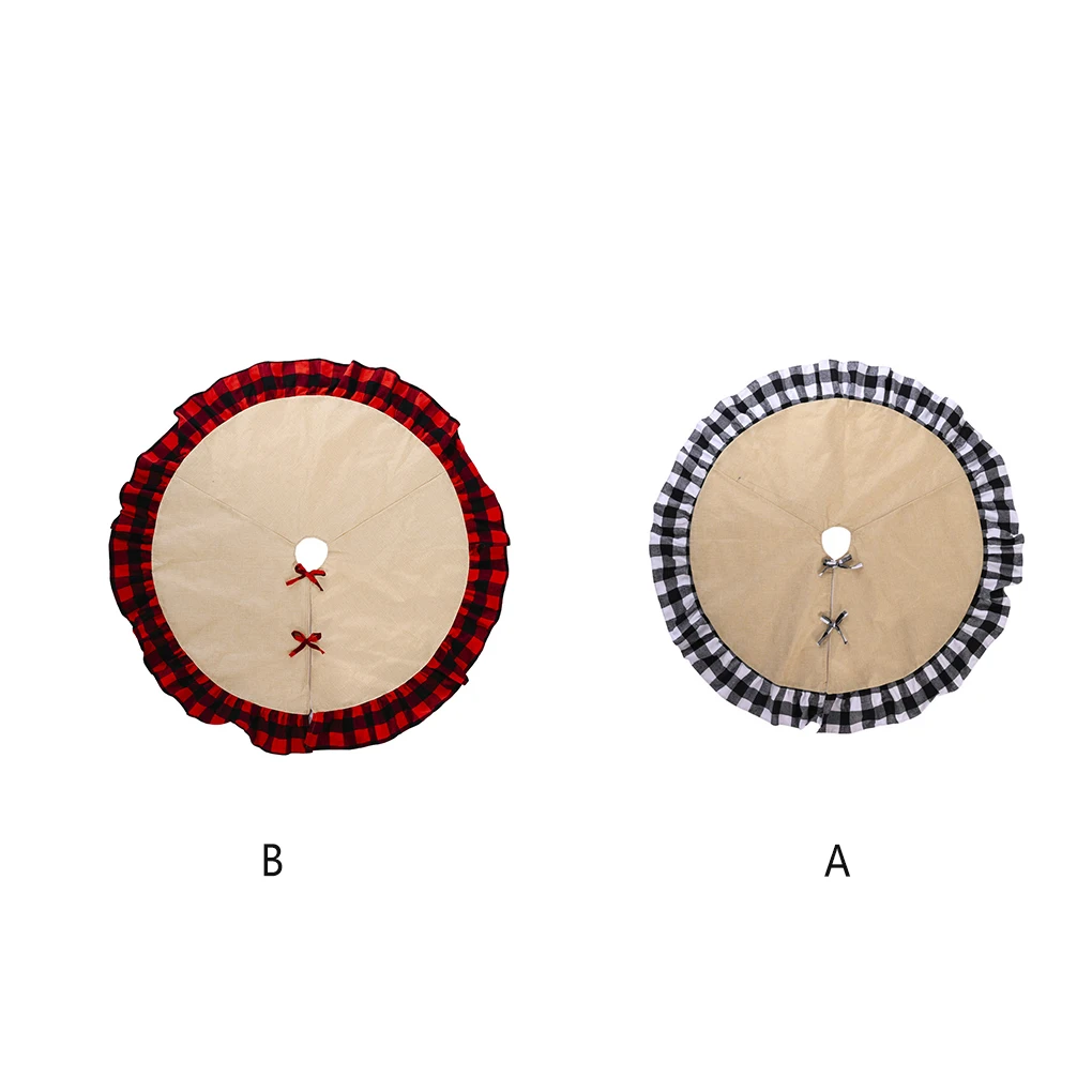 

Xmas Tree Dress Edging Bottom Apron Diameter 120cm Base Cover Party Hotel Wedding Room Mall Decorations Red and Black