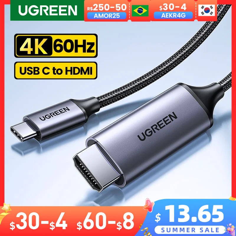 UGREEN USB C HDMI Cable Type C to HDMI 4K for TV Converter for MacBook Pro Air iPadPro Samsung Galaxy Pixelbook XPS HDMI Adapter