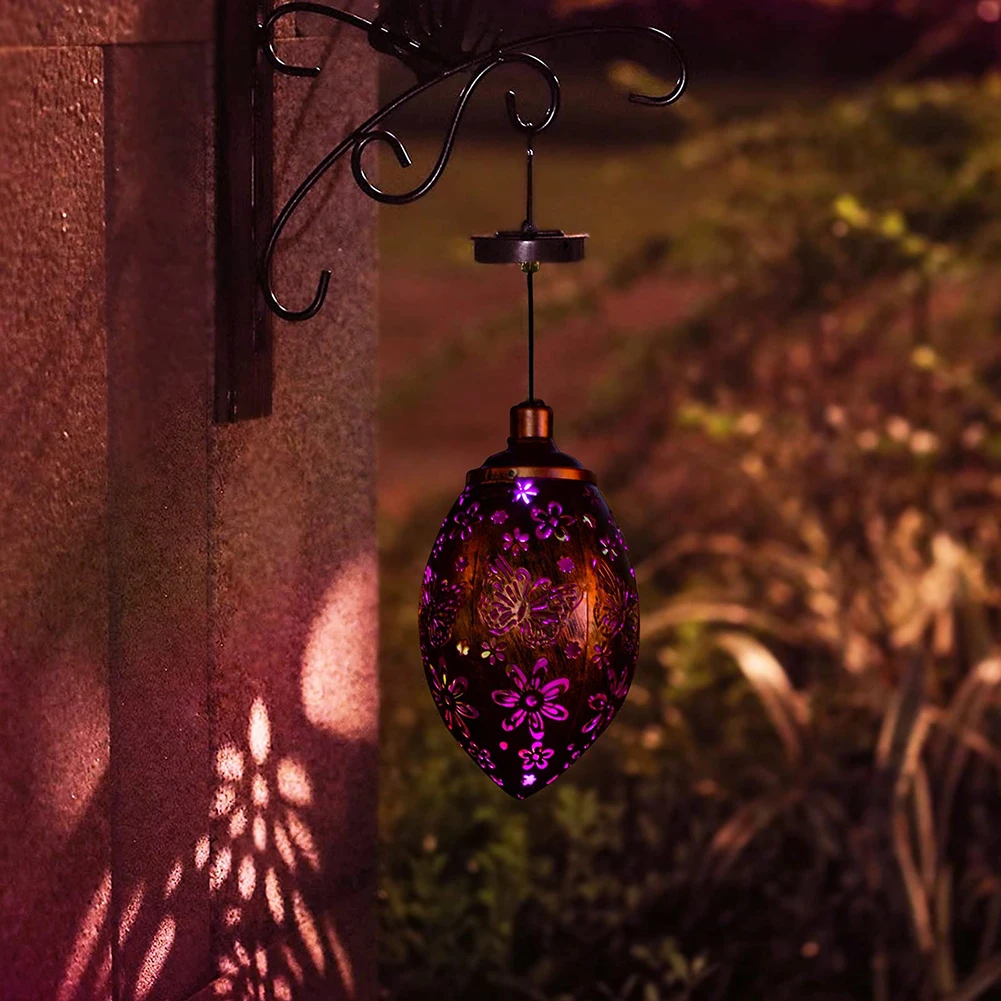 

Retro Solar LED Garden Lawn Lamp Hanging Lantern Yard Landscape Lighting Decoration Outdoor Butterfly Flower Projection Lamp
