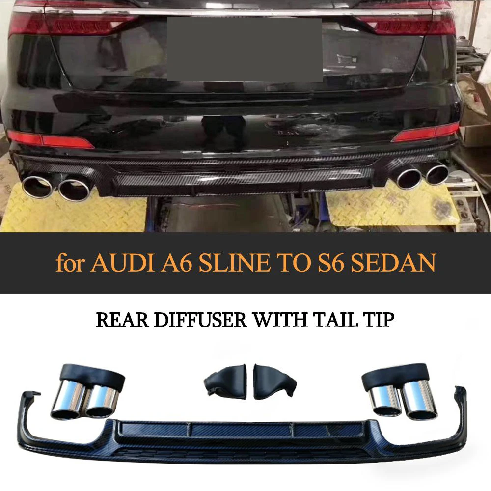 

A6 Sline Car Rear Bumper Diffuser Lip Spoiler For Audi A6 Sline 2019 Not S6 RS6 PP Diffuser