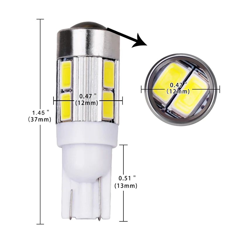 2 шт. Автомобильные светодиодные лампы T10 W5W 168 194 10Smd 12 В