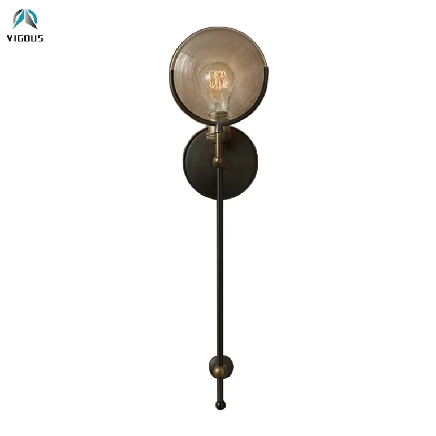 

Loft Retro American Lustre Luminaria Led Wall Lamp Glass Sheet E27 Wall Sconces Matte Black Metal Indoor Bracket Lamp Fixtures