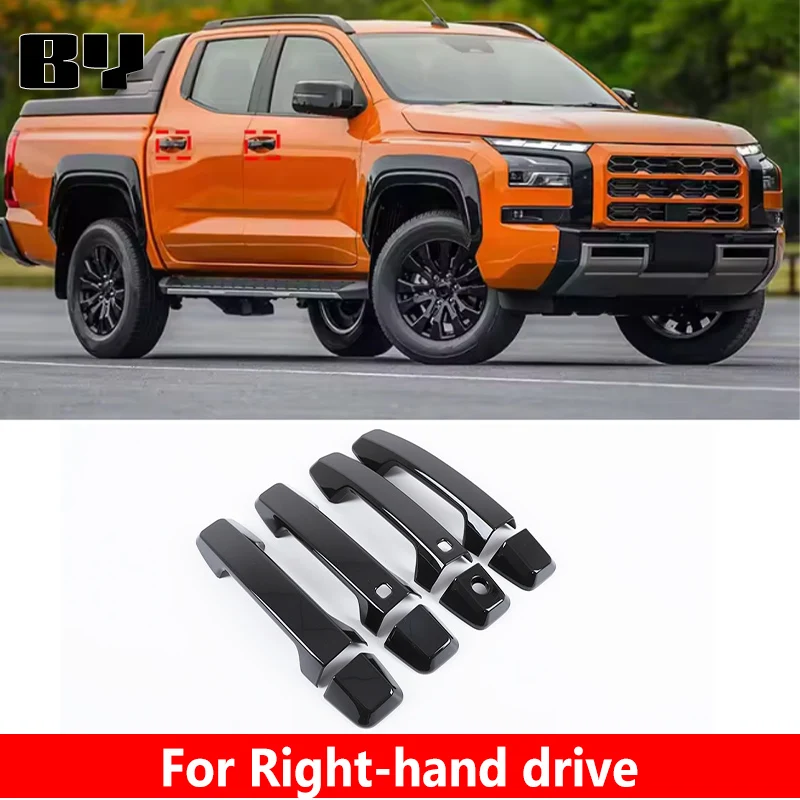 

Для Mitsubishi triton/L200 2024 + глянцевый черный чехол для зеркал, дверная ручка, чаша, накладка, декоративная наклейка, автомобильные аксессуары