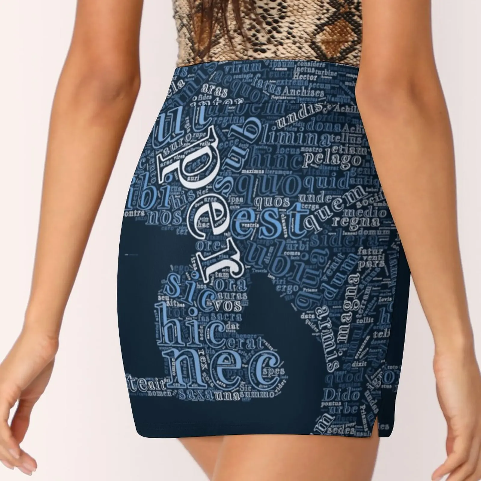 Aeneid Word Cloud Art Новые женские юбки Короткое платье с двухслойным принтом