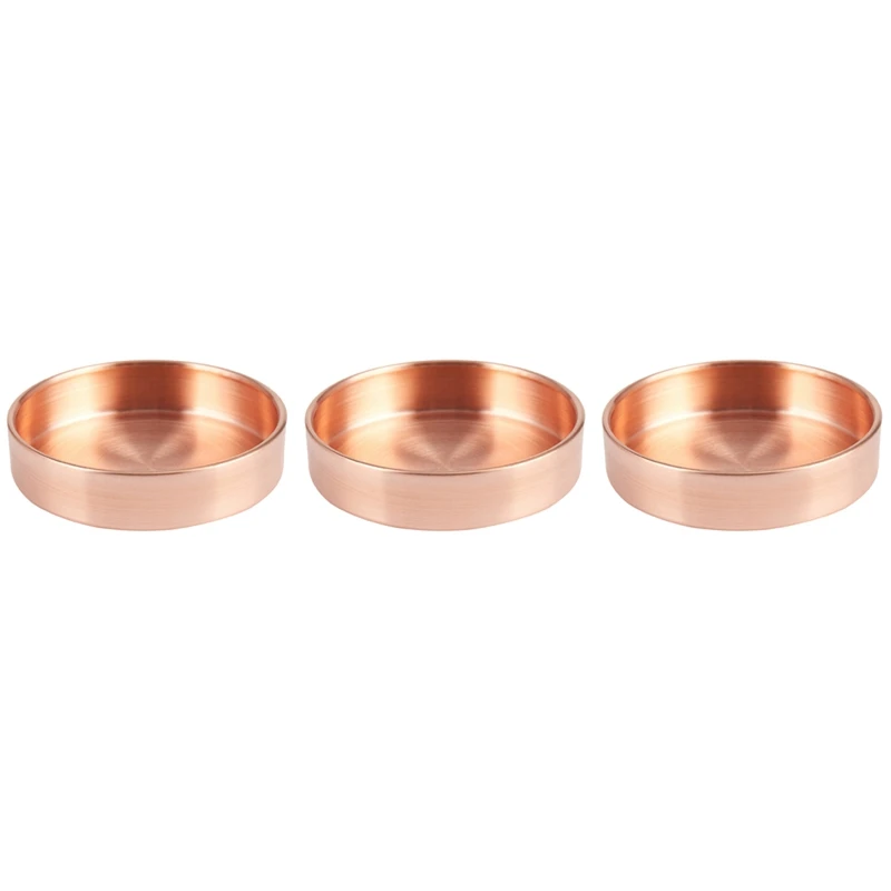 

3X Nordic Copper Round Storage Tray Desk Metal Storage Organizer Jewelry Organizer Small Items Storage Dishes Home Decor