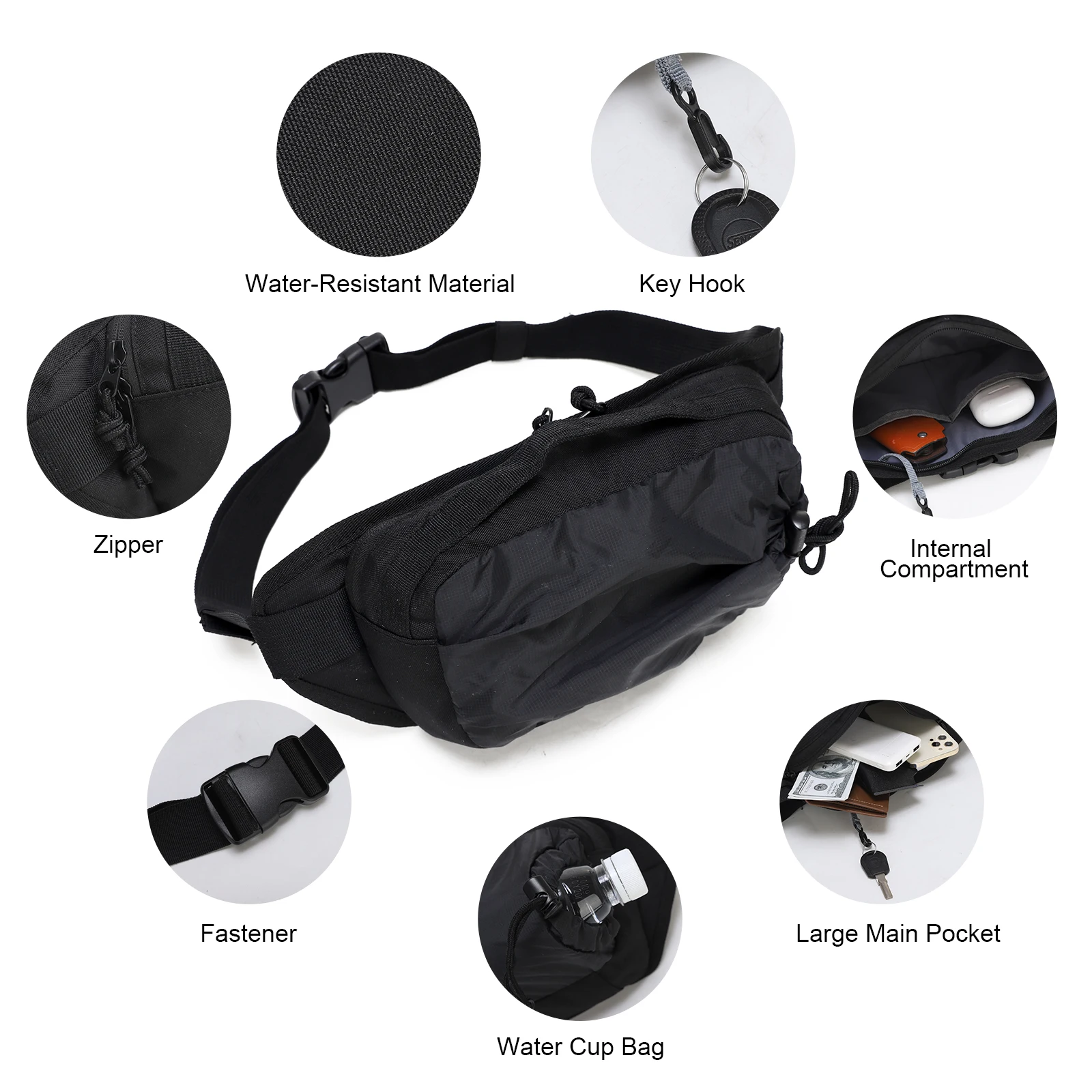 SUN EIGHT The Price Of Man Bag Kangaroo Man Nylon 30cm Solid Nylon Unisex Casual Waist Packs Kangaroos For Women 8590