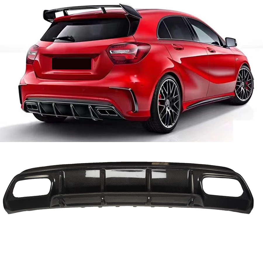 

Carbon Fiber Rear Diffuser Lip Spoiler For Mercedes Benz A Class W176 A250 A260 A45 2013-2019 AMG Rear Bumper Lip Diffuser