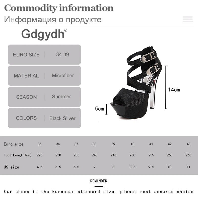 Gdgydh Stiletto Heel Womens Platform Sandals High Heels Ankle Buckle Cross Strap Peep Toe Summer Shoes for Party Club with Zip