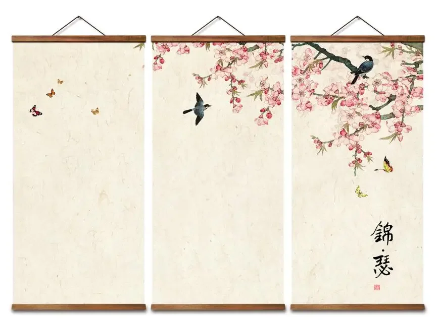 Китайский стиль кинес бабочка птица постер