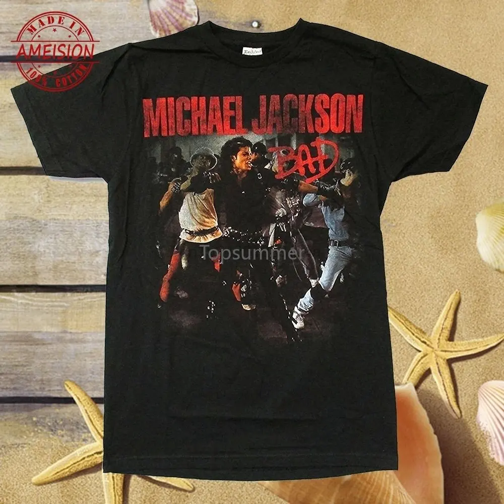 

Michael Jackson Bad Photo Black Men Short Sleeves T-Shirt Women