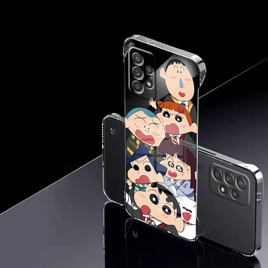 S-ShinChan C-Crayon Hard Phone Case for Samsung Galaxy A12 A23 A51 A14 A15 A24 A33 A34 A52 A53 A54 A55 Clear Cover
