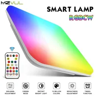 Square Smart RGBCW Ceiling Light 24W Full Light Color Temperature AC110V220V RF Remote Control 16Million Colors for Family Party