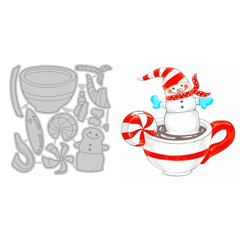 Милый снеговик кофе металлические штампы для скрапбукинга новинка 2022