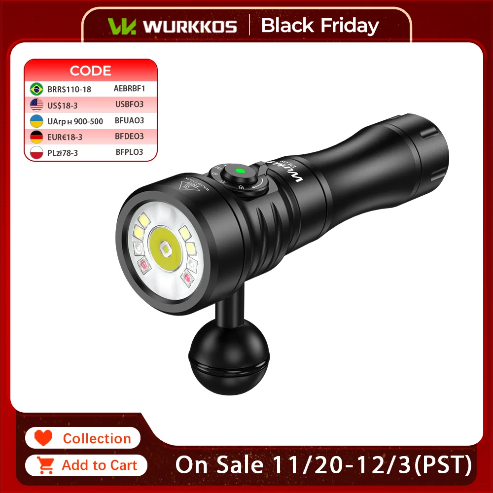 

Wurkkos DL08 Погружной фонарь 3600лм