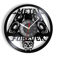 heavy metal forever vinyl record wall clock rock band home decor music legend music studio skull sound room man cave wall watch