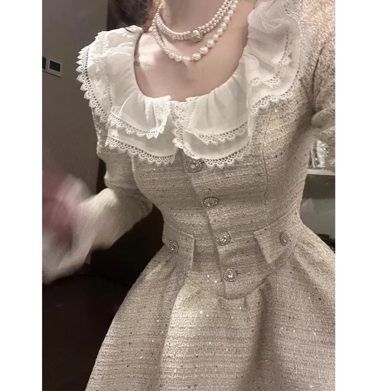 Новые платья французские принцессы знаменитостей пуговицы с бриллиантами милый