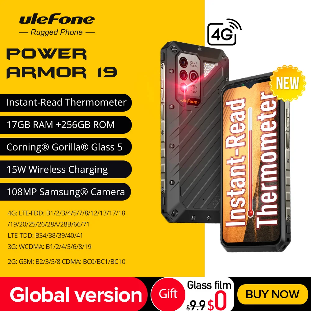 Ulefone Power Armor 19 Rugged Phone 17GB RAM 256GB ROM smartphone 108MP 66W 9600mAh Android 12 moblie phone Global Version