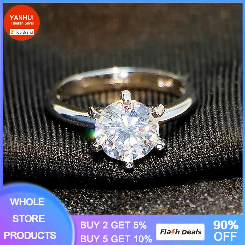 Скидка 95%! Женское кольцо из тибетского серебра с бриллиантом 2 карата Скидка 95%! Женское кольцо из тибетского серебра с бриллиантом 2 карата