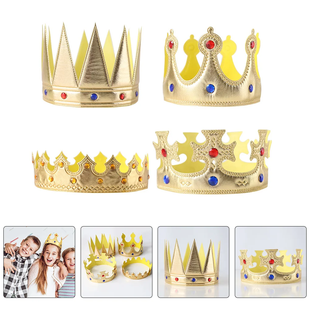 

4 Pcs Crown Headband Boy Toddler Clothes King Girls Birthday Crowns Kids Classroom Bulk Queen Prince Boo Costume