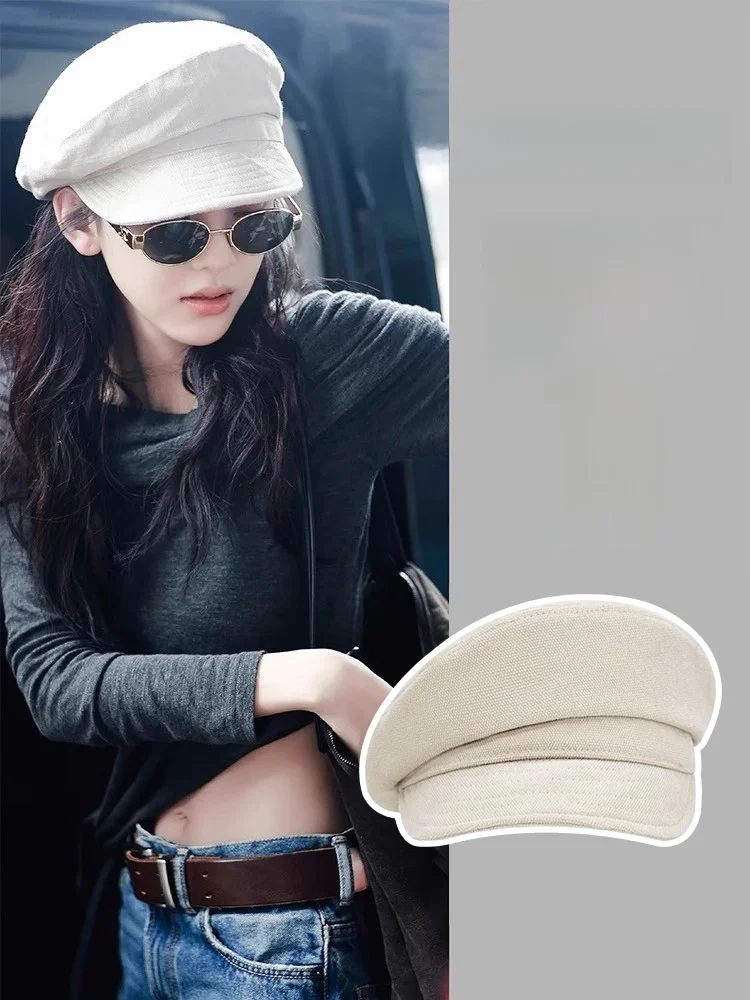 Белый берет Zhang Ruonan Same Sle весенне-осенняя женская кепка 2024 новая восьмиугольная