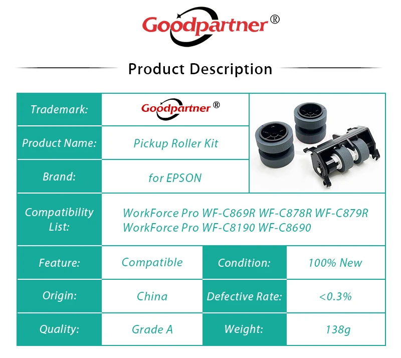 1X1701851 1653940 ролик для захвата разделительной подачи EPSON анализатора Pro WF C869R C878R C879R